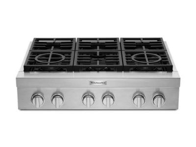 36''  KitchenAid 6-Burner Commercial-Style Gas Rangetop - KCGC506JSS