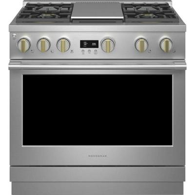 36" Monogram 6.2 Cu. Ft.  Gas Professional Range With 4 Burners and Griddle - ZGP364NDTSS