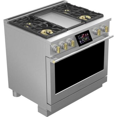 36" Monogram 5.75 Cu. Ft. Dual-Fuel Professional Range With 4 Burners and Griddle - ZDP364NDTSS