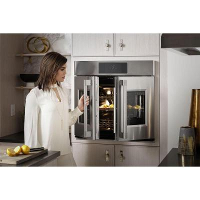 30" Monogram 5.0 Cu. Ft. French-Door Electric Convection Single Wall Oven with WiFi Connect In Stainless Steel - ZTSX1FPSNSS