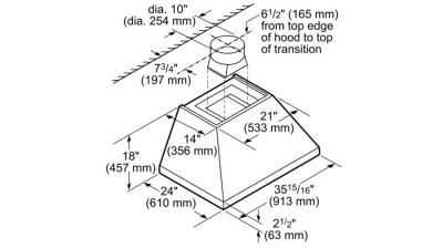 36" Thermador  Professional Chimney Wall Hood, Optional Blower - HPCN36WS