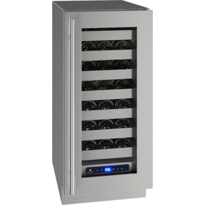 15" U-Line 5 Class Series Left-Hand Hinged Wine Cooler Stainless Frame (with lock) - UHWC515SG51A