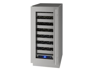 15" U-Line 5 Class Series Left-Hand Hinged Wine Cooler Stainless Frame (with lock) - UHWC515SG51A