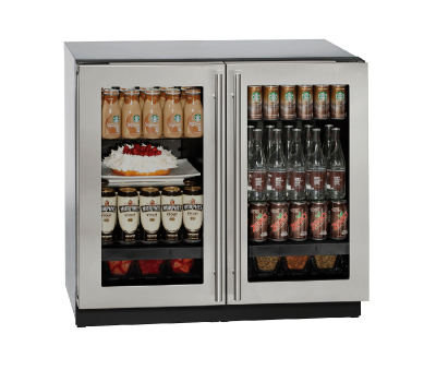 36" U-Line Modular 3000 Series Glass Door Built-In Compact Refrigerator - U3036RRGLINT00B 