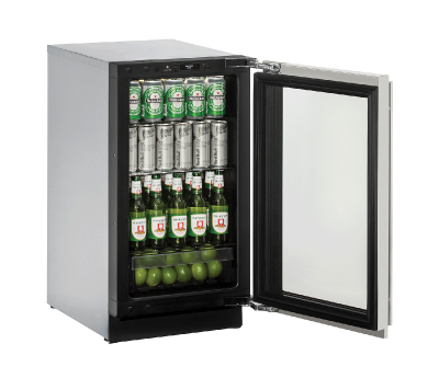 18" U-Line Modular 3000 Series Glass Door Built-In Compact Refrigerator - U3018RGLS13B