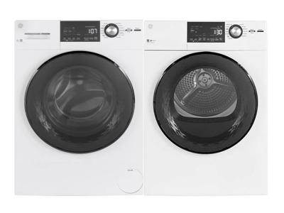 GE 2.8 Cu. Ft. Capacity Stainless Steel Drum Frontload Washer and 4.1 Cu. Ft. Front Load Electric Dryer - GFW148SSMWW-GFD14JSINWW