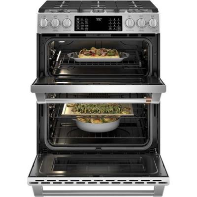 30" Café 6.7 Cu. Ft. Slide-In Front Control Dual-Fuel Double Oven With Convection Range - CC2S950P2MS1