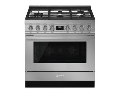 36" SMEG Freestanding Professional Gas Range in Stainless Steel - CPF36UGGX