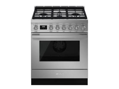 30" SMEG Freestanding Professional Dual Fuel Range in Stainless Steel - CPF30UGMX