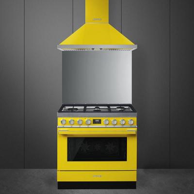 36" SMEG Cooker Portofino Freestanding Dual Fuel Range with 5 Burners in Yellow - CPF36UGMYW