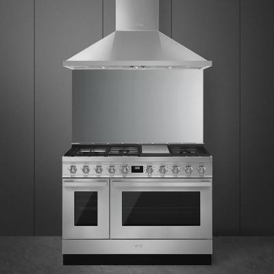 48" SMEG Cooker Portofino Freestanding Professional Dual Fuel Range with 5 Burners in Stainless steel - CPF48UGMX