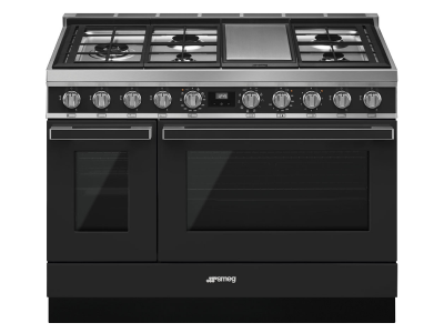 48" SMEG Cooker Portofino Freestanding Professional Dual Fuel Range with 5 Sealed Burners in Anthracite- CPF48UGMAN