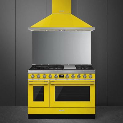 48" SMEG Cooker Portofino Freestanding Professional Dual Fuel Range with 5 Burners in Yellow - CPF48UGMYW