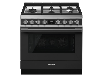 36" SMEG Cooker Portofino Freestanding Professional Gas Range with 5 Burners in Anthracite - CPF36UGGAN