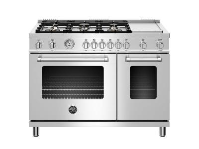 48" Bertazzoni  Gas Range with 6 Brass Burner and Griddle - MAST486GGASXT