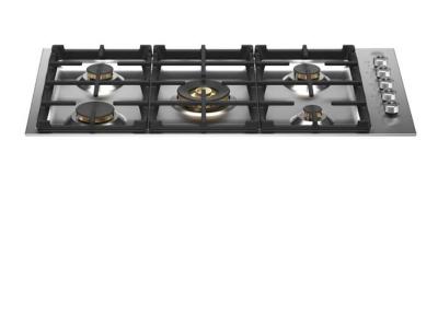 36" Bertazzoni Drop-in Gas Cooktop with 5 Brass Burners - PROF365QBXT