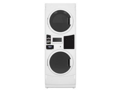 27" Maytag Commercial Electric Stack Washer Dryer with Turbovent System and Card Reader Ready - MLE22PRAZW