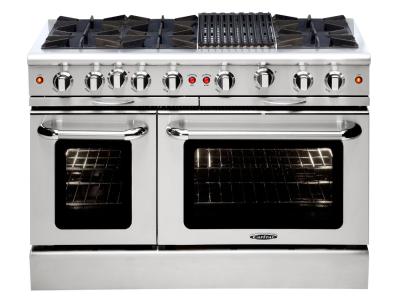 48" Capital Culinarian Series Freestanding Gas Range With 6 Open Burners and 12 Inch BBQ Grill - MCOR486B-N