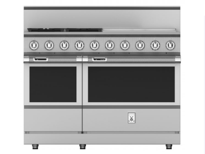 48" Hestan KRD Series Natural Gas Freestanding Dual Fuel Range with 4-Burner in Steeletto - KRD484GD-LP