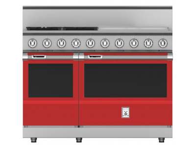 48" Hestan KRD Series Natural Gas Freestanding Dual Fuel Range with 4-Burner in Matador - KRD484GD-LP-RD