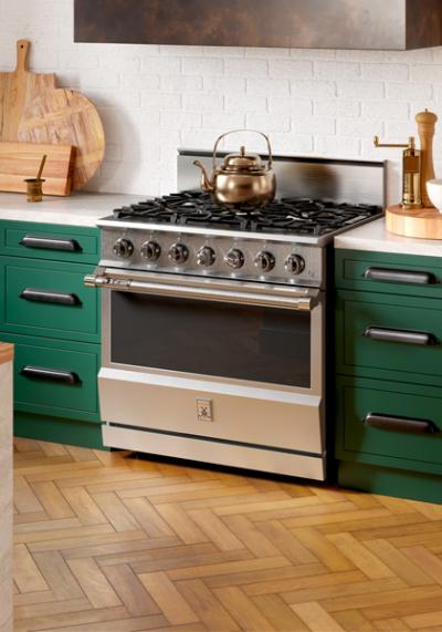 36" Hestan KRD Series Natural Gas Dual Fuel Range with 5-Burner - KRD364GD-NG-BK