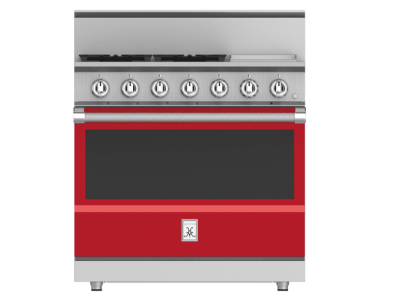 36" Hestan KRG Series Freestanding Professional Gas Range with 4-Burners - KRG364GD-NG-RD