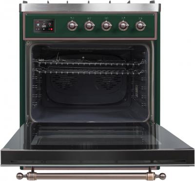 30" ILVE Majestic II Dual Fuel Natural Gas Freestanding Range with Bronze Trim in Emerald Green  - UM30DNE3EGB-NG