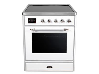 30" ILVE Majestic II Electric  Freestanding Range with Chrome Trim in White - UMI30NE3WHC