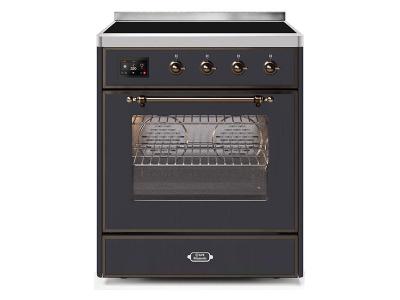 30" ILVE Majestic II Electric Freestanding Range With Bronze Trim In Matte Graphite - UMI30NE3MGB