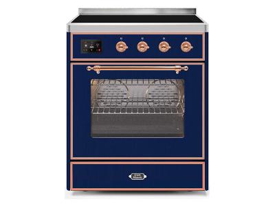 30" ILVE Majestic II Electric Freestanding Range with Copper Trim in Blue - UMI30NE3MBP