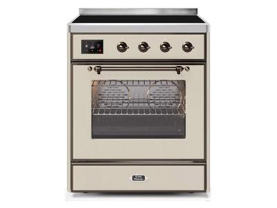 30" ILVE Majestic II Electric Freestanding Range With Bronze Trim In Antique White - UMI30NE3AWB