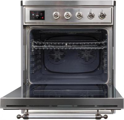 30" ILVE Majestic II Electric  Freestanding Range with Chrome Trim in Stainless Steel - UMI30NE3/SSC