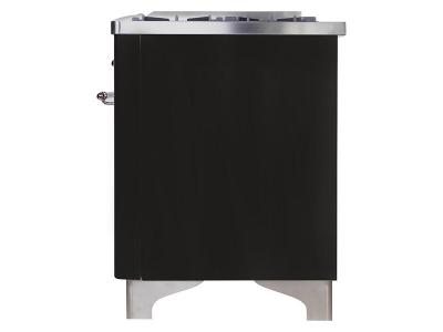 36" ILVE Majestic II Dual Fuel Range with Chrome Trim in Matte Graphite - UM09FDNS3MGC-NG