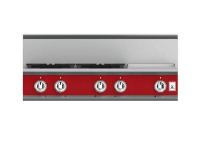 36" Hestan KRT Series 4-Burner Liquid Propane Rangetop  with 12" Griddle  - KRT364GD-LP-RD