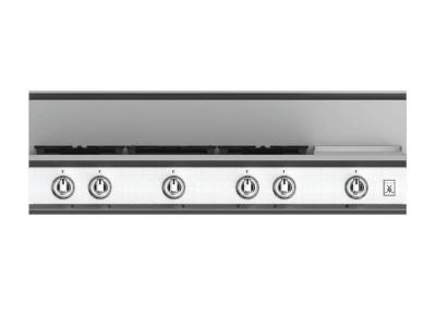 48" Hestan KRT Series 5-Burner Natural Gas Rangetop  with 12" Griddle - KRT485GD-NG-WH