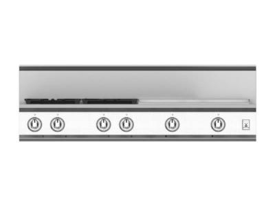 48" Hestan  KRT Series Natural Gas 4-Burner Rangetop  with 24" Griddle - KRT484GD-NG-WH