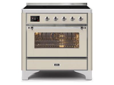 36" ILVE Majestic II Electric Range with Chrome Trim in Antique White - UMI09NS3AWC