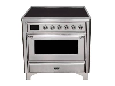 36" ILVE Majestic II Electric  Freestanding Range with Chrome Trim in Stainless Steel  - UMI09NS3/SSC