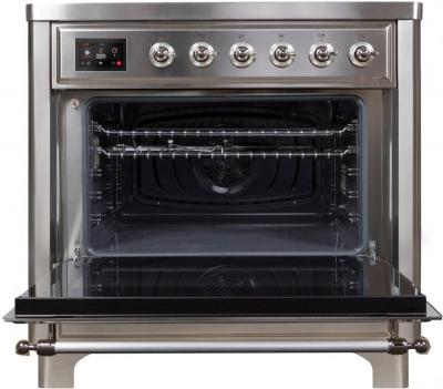 36" ILVE Majestic II Electric  Freestanding Range with Chrome Trim in Stainless Steel  - UMI09NS3/SSC
