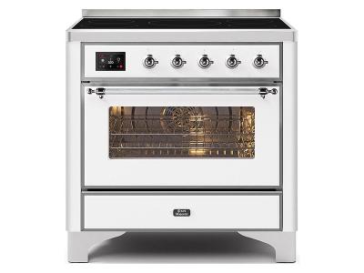 36" ILVE Majestic II Electric Range with Chrome Trim in White - UMI09NS3WHC