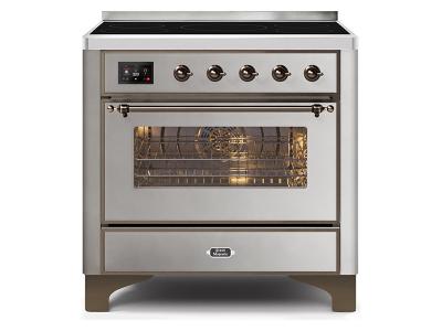 36" ILVE Majestic II Electric Range with Bronze Trim in Stainless Steel - UMI09NS3SSB