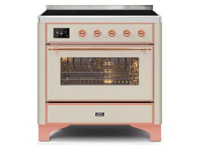 36" ILVE Majestic II Electric Range with Copper Trim in Antique White - UMI09NS3AWP