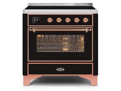 36" ILVE Majestic II Electric Range with Copper Trim in Glossy Black - UMI09NS3BKP