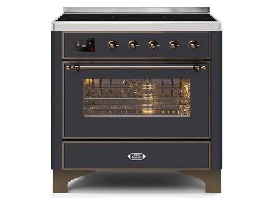 36" ILVE Majestic II Electric Range with Bronze Trim in Matte Graphite - UMI09NS3MGB