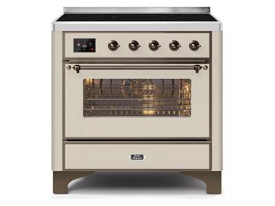 36" ILVE Majestic II Electric Range with Bronze Trim in Antique White - UMI09NS3AWB