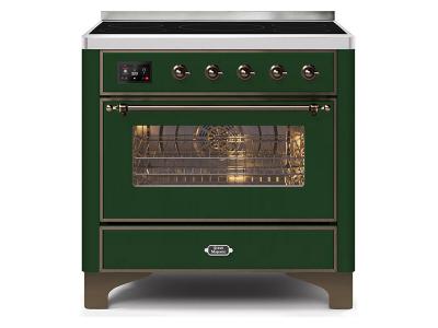 36" ILVE Majestic II Electric Range with Bronze Trim in Emerald Green - UMI09NS3EGB