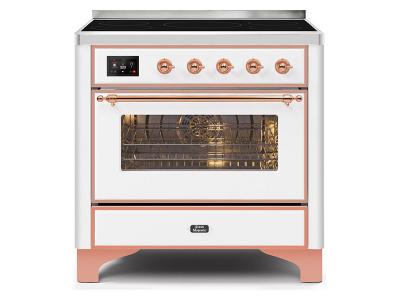 36" ILVE Majestic II Electric Range with Copper Trim in White - UMI09NS3WHP