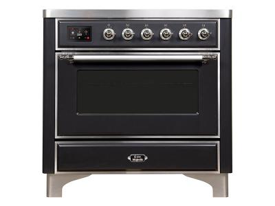 36" ILVE Majestic II Electric Range with Chrome Trim in Matte Graphite - UMI09NS3MGC