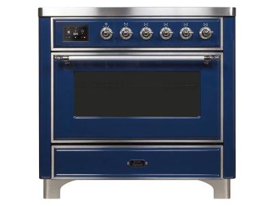 36" ILVE Majestic II Electric Range with Chrome Trim in Blue - UMI09NS3MBC