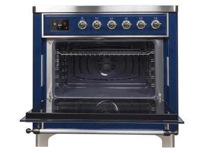 36" ILVE Majestic II Electric Range with Chrome Trim in Blue - UMI09NS3MBC